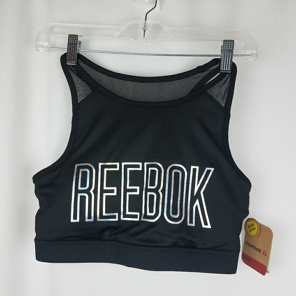 NWT Reebok Modest Black High Neck Sport Bra Size M